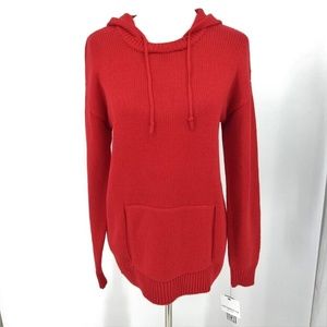 New Liz Claiborne Medium Sweater Hoodie Red Knit
